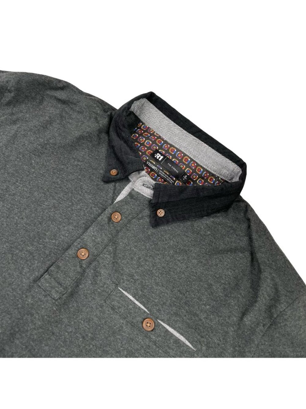 LE31 Par Simons Men's Organic Cotton Stretch Flip Cuff Polo Shirt Gray • Large